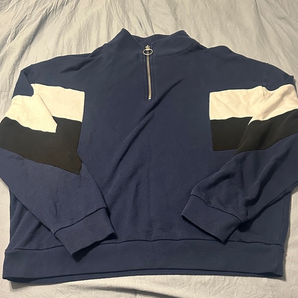Victoria's Secret Sweaters - PINK Blue and Black Quarter Zip with White Accents